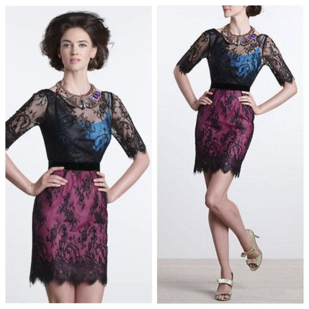 NWT Tracy Reese Women's Lace Shift Dress Bright Blue Pink Size 10
